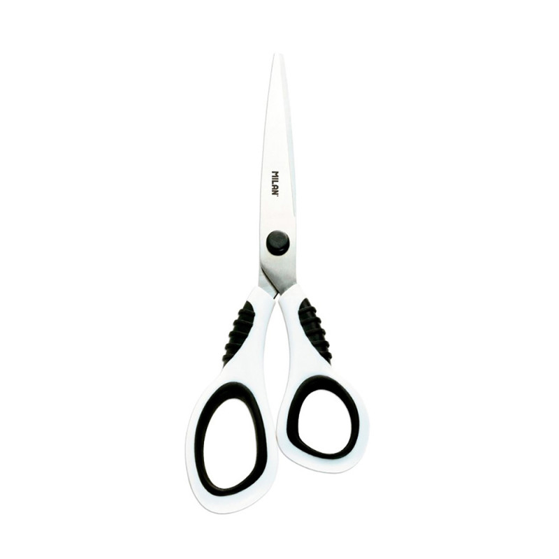 Blíster com tesoura de escritório brancas 20,5cm milan