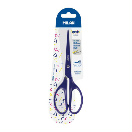 Blíster com tesoura de escritório acid azul 17cm milan