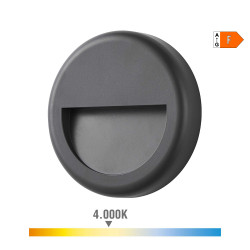 Candeeiro de parede led 6w 570lm 4000k luz dia ip65 ø14x2,8cm redondo edm