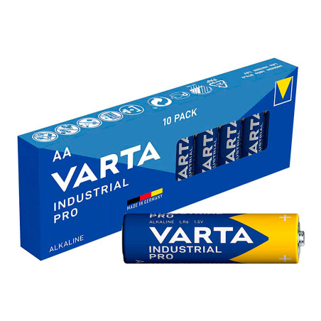 Pack de 10 pilhas aa lr06 varta industrial pro ø14,5x50,5mm