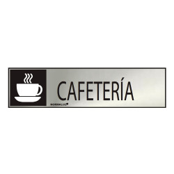 Sinal informativo "cafeteria" (inox adesivo 0.8mm) 5x20cm normaluz