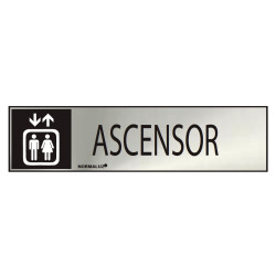 Sinal informativo "ascensor" (inox adesivo 0.8mm) 5x20cm normaluz