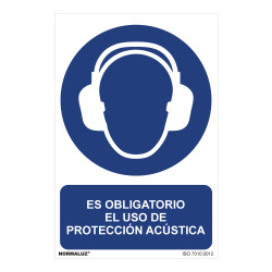 Sinal "es obligatorio el uso de proteccion acustica" (pvc 0,7mm) 30x40cm normaluz