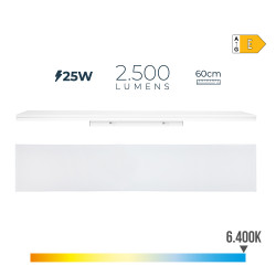 Armadura led 25w 6400k luz fria 2500lm 60x4,5x12cm edm