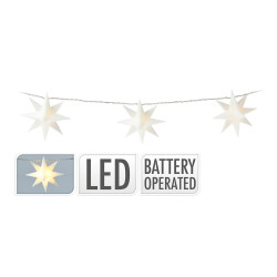 Grinalda a pilhas fixa 10 leds branco quente estrelas decorativas ø8cm ip20 1,8m cores/modelos sortidos