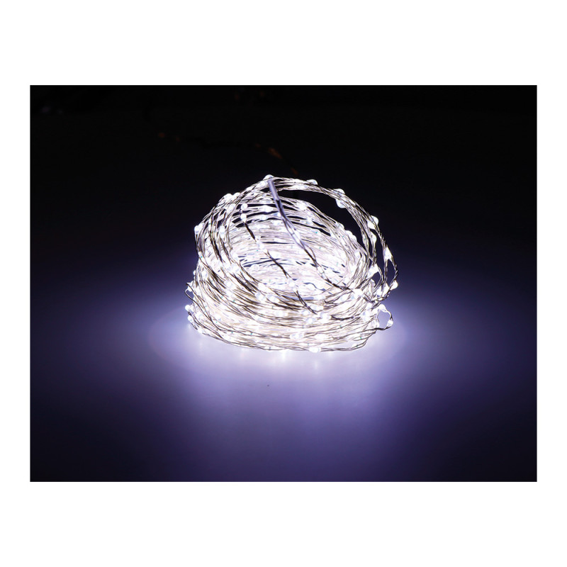 Grinalda micro led extra dense branco frio intermitente 14m 567 leds cabo prateado