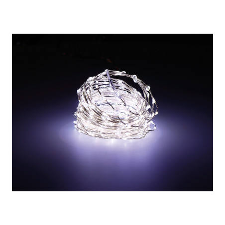 Grinalda micro led extra dense branco frio intermitente 14m 567 leds cabo prateado