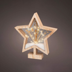 Estrela de madeira com micro leds, 26x4x28cm. lumineo