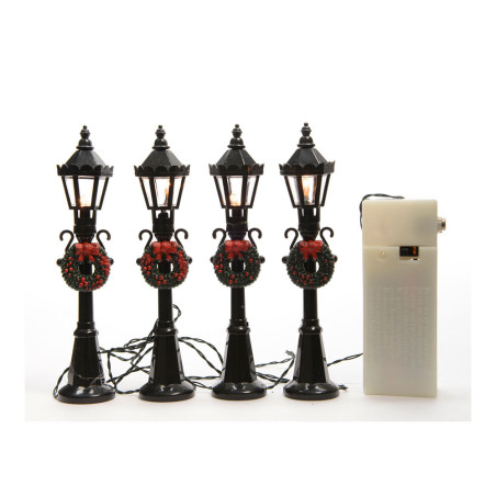 Candeeiro de rua para cenas de natal, conjunto de 4, ø2,5 x 12 cm, 4 leds