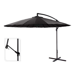 Chapéu-de-sol excêntrico antracite 180 gr / m altura máxima 3 m ø300 cm