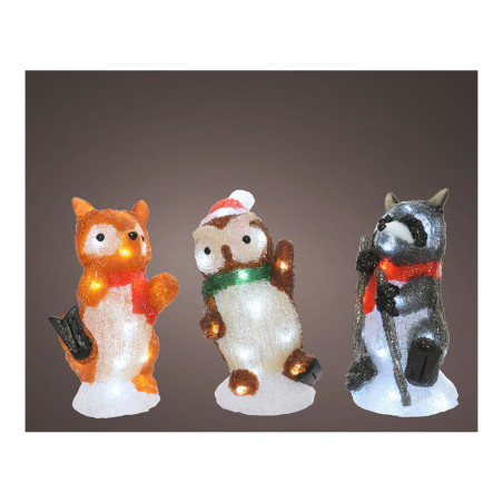 Figuras de animais acrílicas led para exterior 13x10x24cm 20 leds modelos sortidos