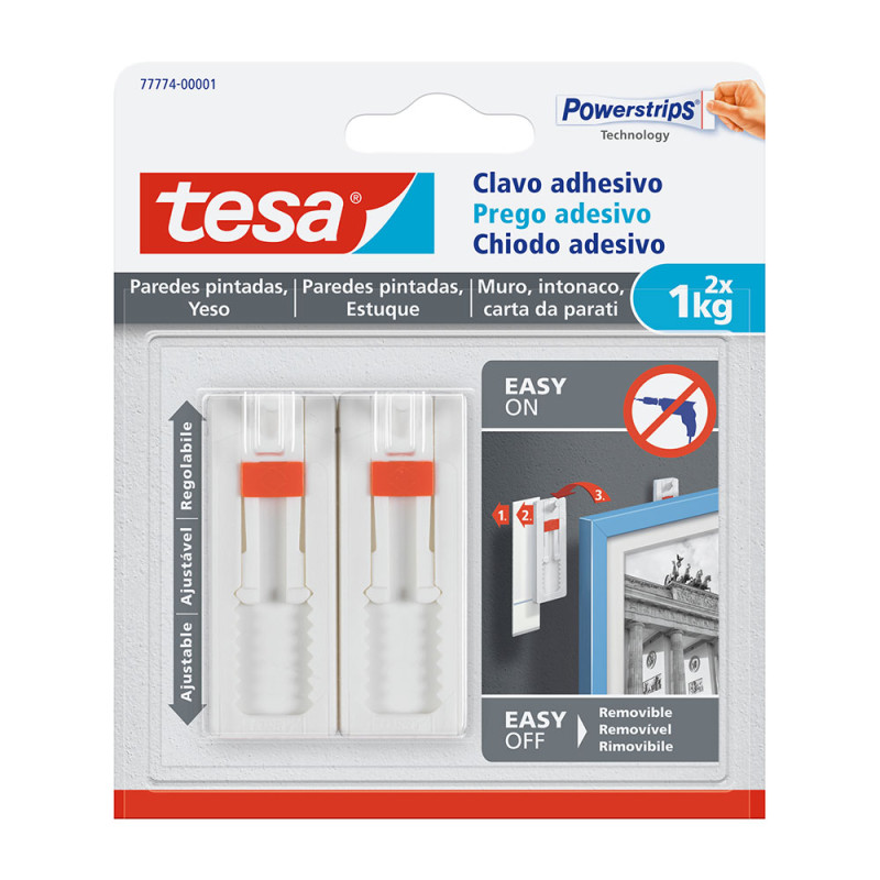 Prego adesivo até 1kg parede pintada 77774 tesa