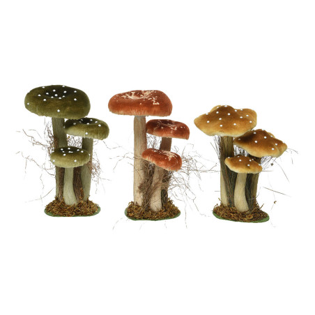 Conjuntos de 3 cogumelos sobre musgo 14x18x26cm cores/modelos diversos