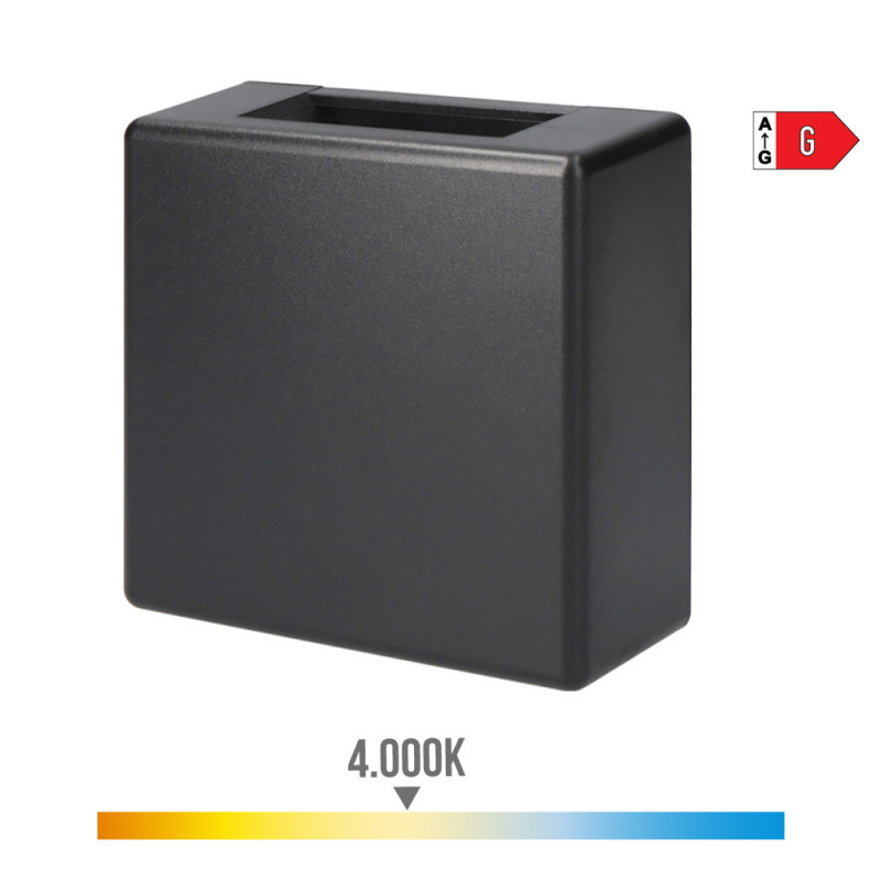 Candeeiro de parede led 3w 237lm 4000k luz dia ip54 11.5x11.5x5cm quadrado 2 projeções edm