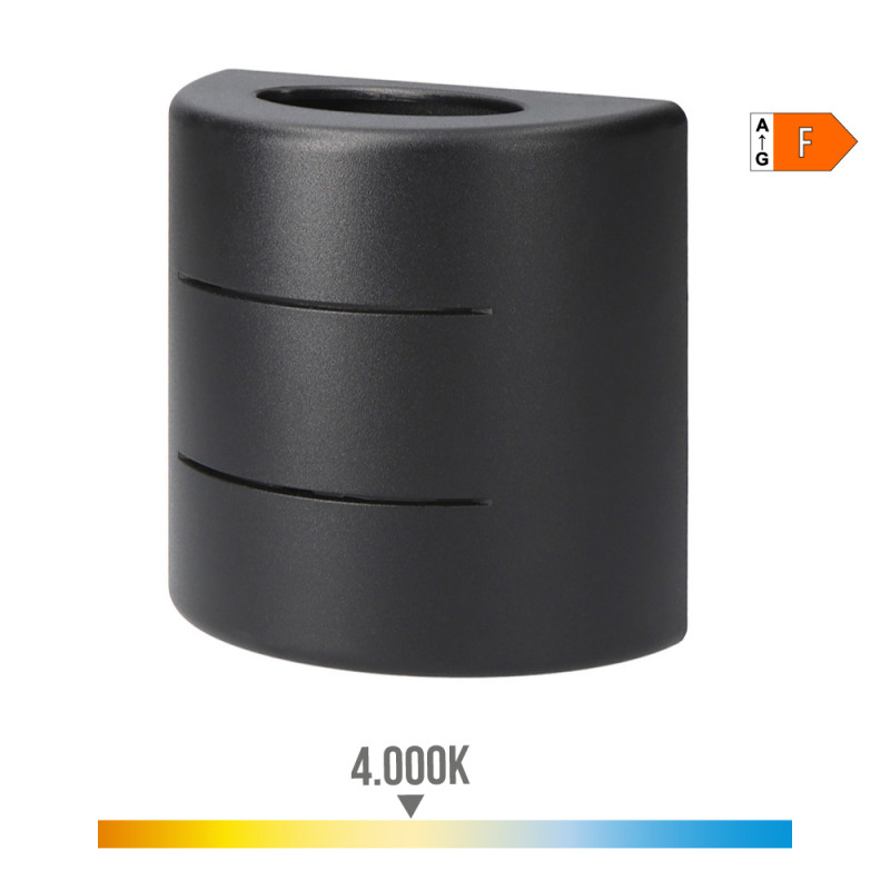 Candeeiro de parede led 6w 516lm 4000k luz dia oval ip54 12x12x6cm com riscas edm