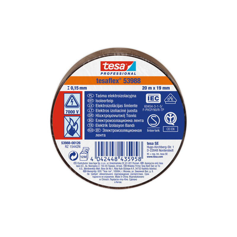 Fita isolante marrom aprovada 19 mm x 20 m