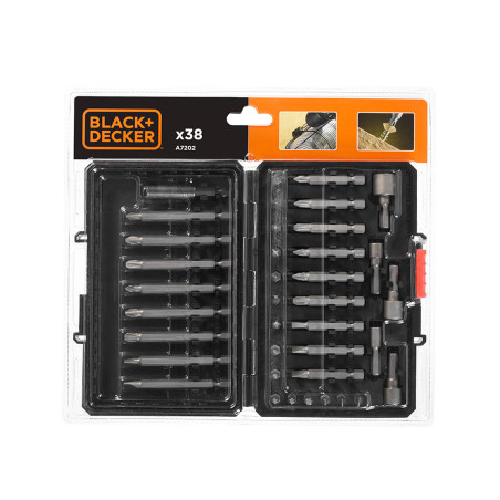 Kit de 38 peças para aparafusar a7202-xj black+decker