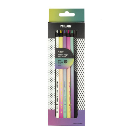 Caixa com 6 lápis de cor mina grossa sunset milan