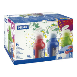 Caixa de 6 frascos 125ml de tempera cores sortidas milan