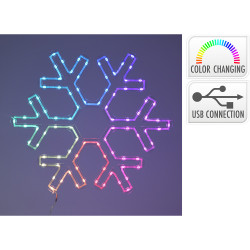 Adorno led copo de nieve 50 x 43 cm, rgb, 90 led, ligação usb.