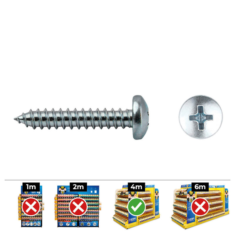 Caixa 500 unid. parafuso chapa cabeça de queijo philips din/ref 7981 4,2x13mm zincado celo