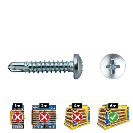 Caixa 500 unid. ponta broca cabeça de queijo (rosca da placa) philips din/ref 7504n ø3,9x13mm zincado celo