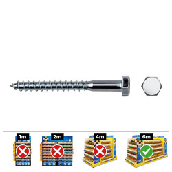 Caixa 100 unid. tira fundo hexagonal din/ref 571 ø8x90mm zincado celo