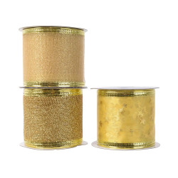 Fita com glitter dourado, vários modelos 6 cm x 2,7 m