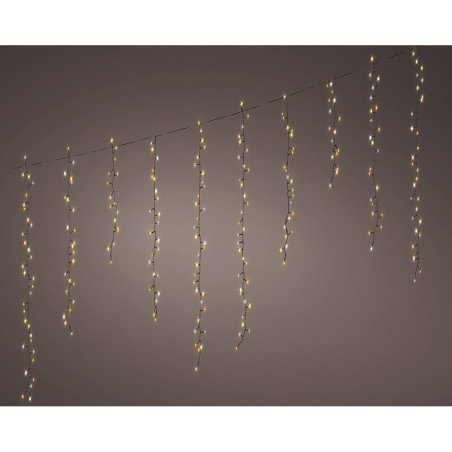 Cortina led intermitente, 256 leds, 375x60cm, branco quente.