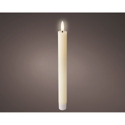 Vela led de cera bege, relevo ø2,2 x 24,5 cm. pack 2 unidades