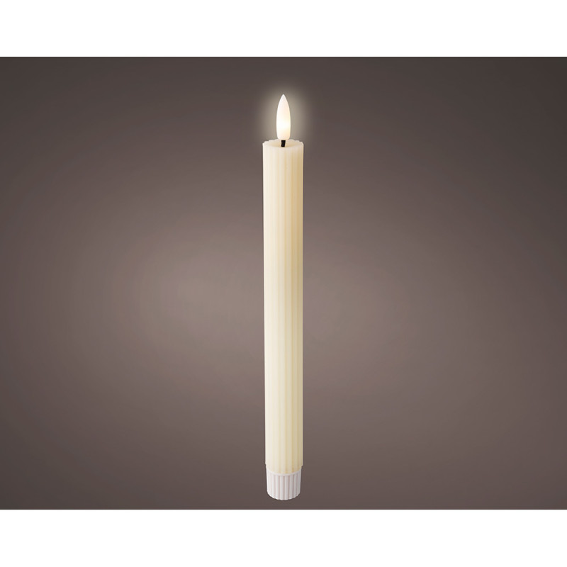 Vela led de cera bege, relevo ø2,2 x 24,5 cm. pack 2 unidades