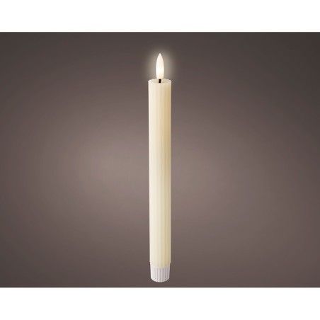 Vela led de cera bege, relevo ø2,2 x 24,5 cm. pack 2 unidades