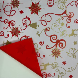 Papel de embrulho dupla face, motivos de natal, branco e vermelho, 70 cm x 40 m
