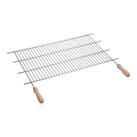 Grelha de zinco para bbq com pegas de madeira 80x40cm sáuvic