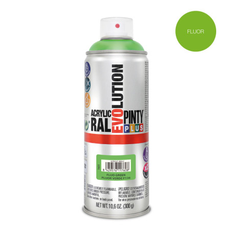 Tinta acrílica spray evolution 520 cc f136 verde fluor 300 g