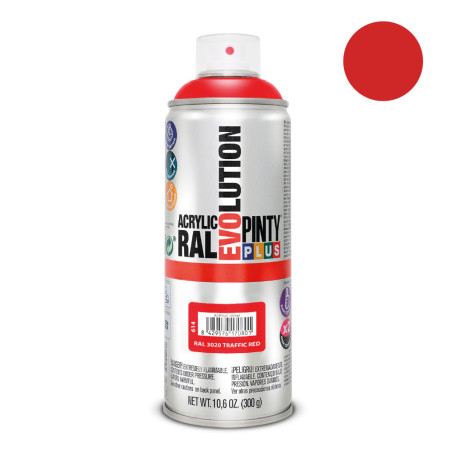 Tinta acrílica spray evolution 520 cc ral 3020 vermelho trânsito 300 g