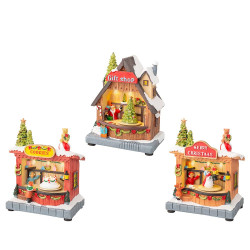 Cenário de natal com movimento e luz, tema: lojas, vários modelos 14,30 x 10,00 x 17,50 cm