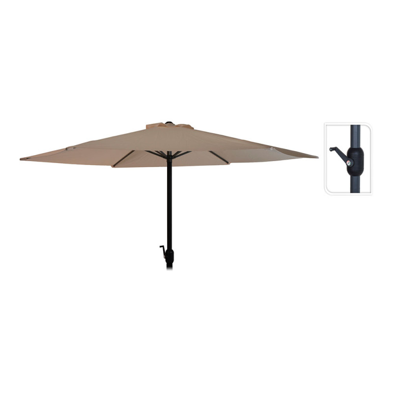Chapéu-de-sol ø300cm altura 248cm. poste de alumínio com manivela color: taupe
