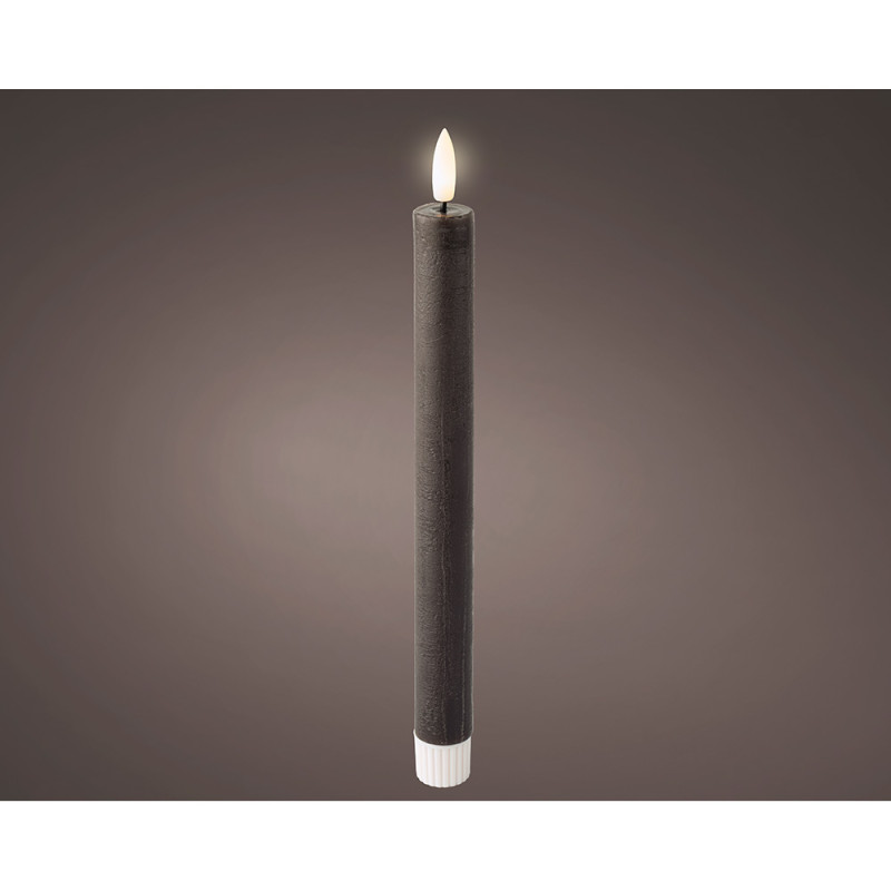 Vela de cera led cor cinza, ø2 x 24,5 cm, 2 unidades
