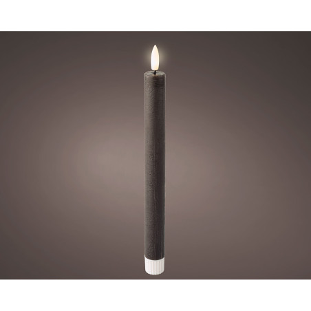 Vela de cera led cor cinza, ø2 x 24,5 cm, 2 unidades