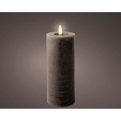 Vela de cera led, cinza antracite, superfície rústica, ø7 x 19 cm