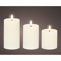 Vela de cera led branca ø7 cm com diferentes alturas, 3 unidades