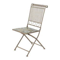 Cadeira metálica/mosaico cor: castanho 45x38x90cm modelo bistro para exterior