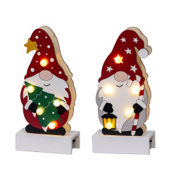Figura de gnomo em madeira com led 8,50 x 4,50 x 18 cm, vários modelos