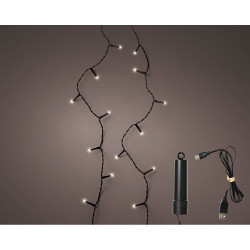 Grinalda led recarregável multifunções, branco quente, para exteriores, 100 leds, 7,4 m