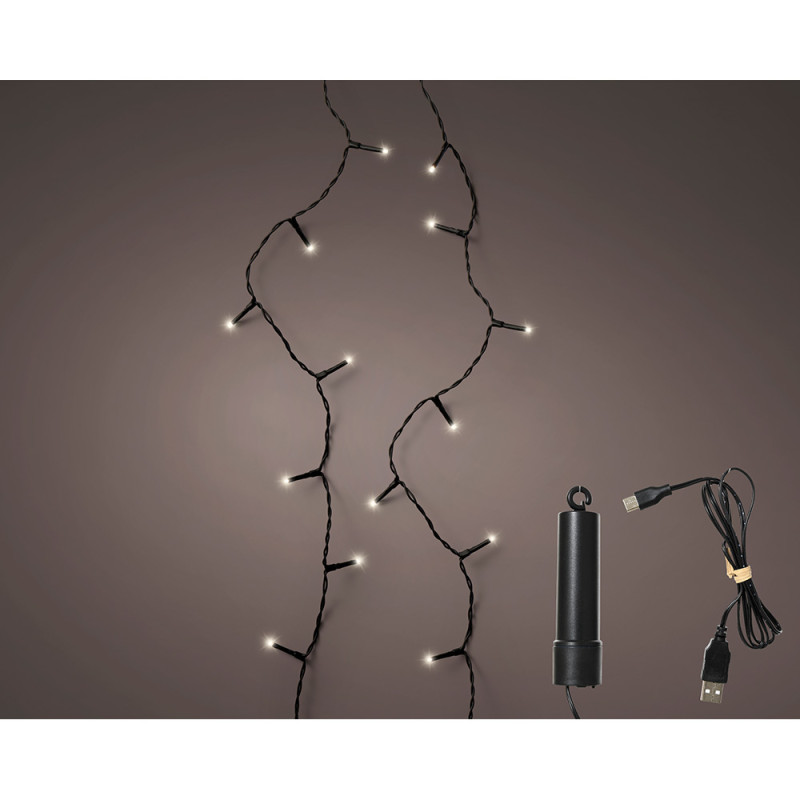 Grinalda led recarregável multifunções, branco quente, para exteriores, 100 leds, 7,4 m