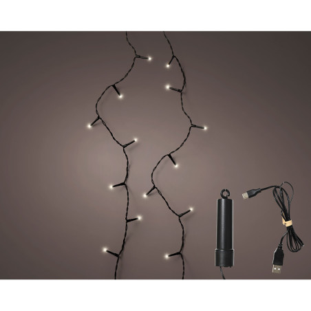 Grinalda led recarregável multifunções, branco quente, para exteriores, 100 leds, 7,4 m
