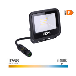 Projetor led 20w 1520lm 6400k luz fria black series 12,4x2,8x10,6cm edm