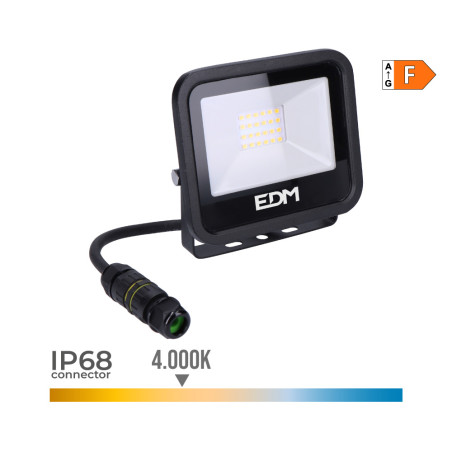 Projetor led 20w 1520lm 4000k luz dia black series 12,4x10,6x2,8cm edm