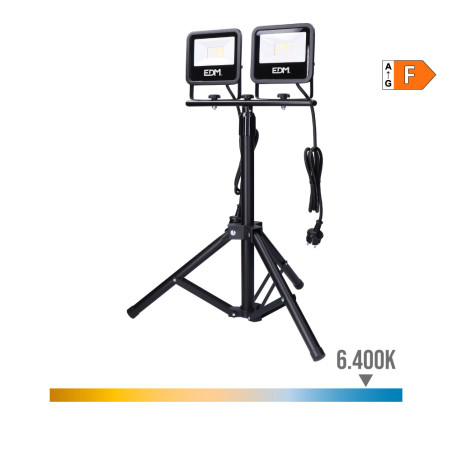 Projetor led com tripé 2x30w 2x2370lm 6400k luz fria black series edm